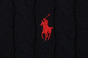 Ralph Lauren Polo Pony Embroidered Cable-Knit Cardigan Black Brand