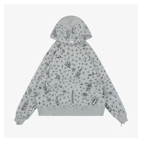 Saint Michael x Dr. Woo All-Over Printed Distressed Hoodie
