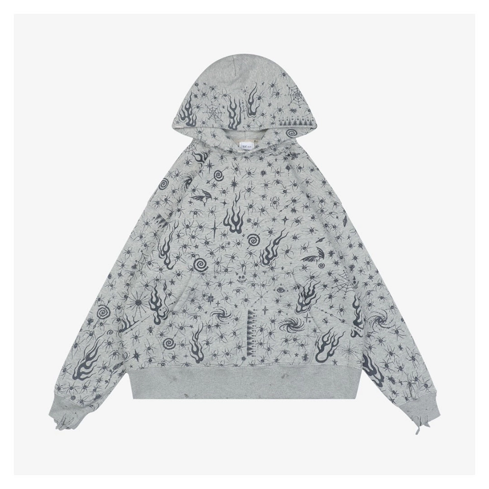 Saint Michael x Dr. Woo All-Over Printed Distressed Hoodie