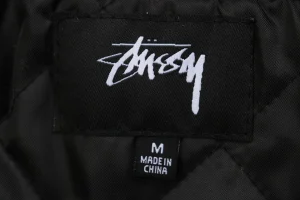 Stussy Earth Embroidery Leather Varsity Jacket Brand label