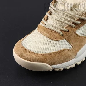 Close-up of the toe box and laces on the Tom Sachs x NikeCraft Mars Yard 2.0.