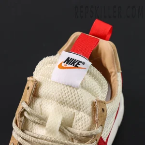 Close-up shot of the Mars Yard 2.0 tongue mesh and Nike logo tag.