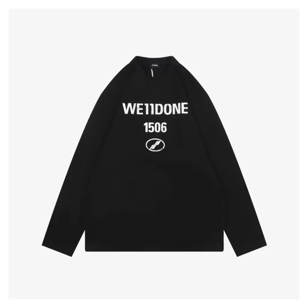 We11done 1506 Distressed Lettering Shirt Black Front view