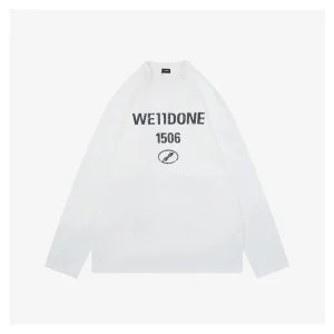 We11done 1506 Distressed Lettering Shirt White Front view