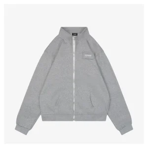 We11done Pillow Logo Zip Jacket Grey Front view