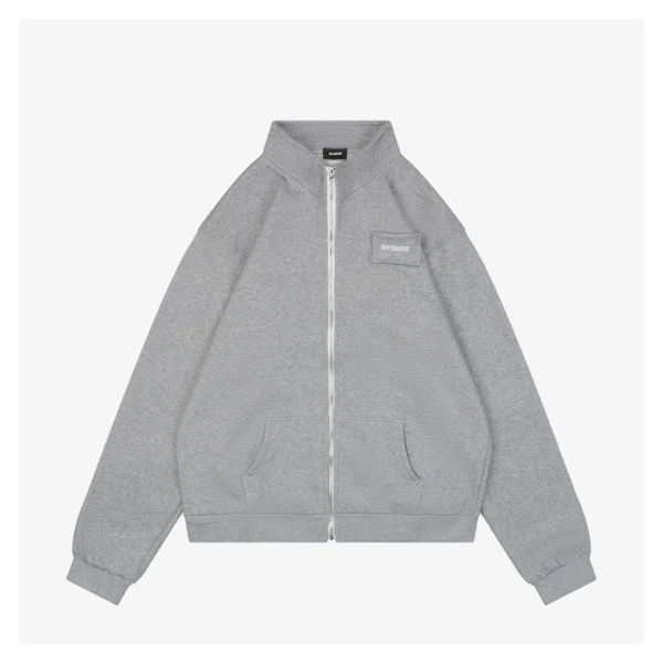 We11done Pillow Logo Zip Jacket Grey Front view