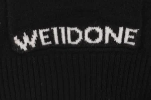 We11done Pocket Hem “W” Cardigan Black Front Brand