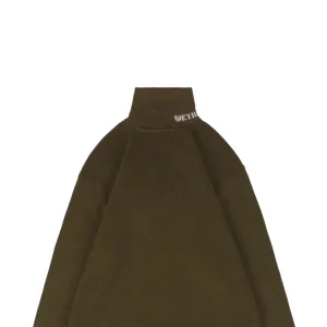 We11done Small WE Logo High-Neck Knit Sweater Green