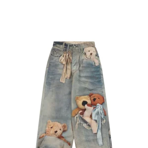 Acne Studios 1981M Teddy Bear Trompe-l’Œil Straight Denim Pants