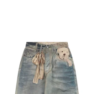 Acne Studios 1981M Teddy Bear Trompe-l’Œil Straight Denim Pants