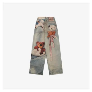 Acne Studios 1981M Teddy Bear Trompe-l’Œil Straight Denim Pants Back view