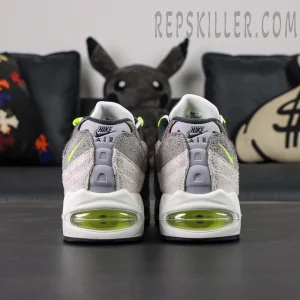 Nike Air Max 95 OG Reverse Neon rear angle showing dual heel units and reflective heel tab details.