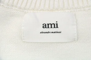 Ami De Cœur Oversized Heart Logo Crewneck Sweater White Brand label