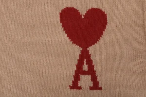 Ami De Cœur Oversized Heart Logo Crewneck Sweater Brown Brand