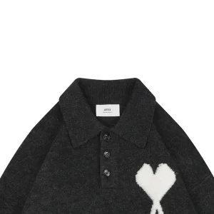 Ami Heart Logo Polo Sweater