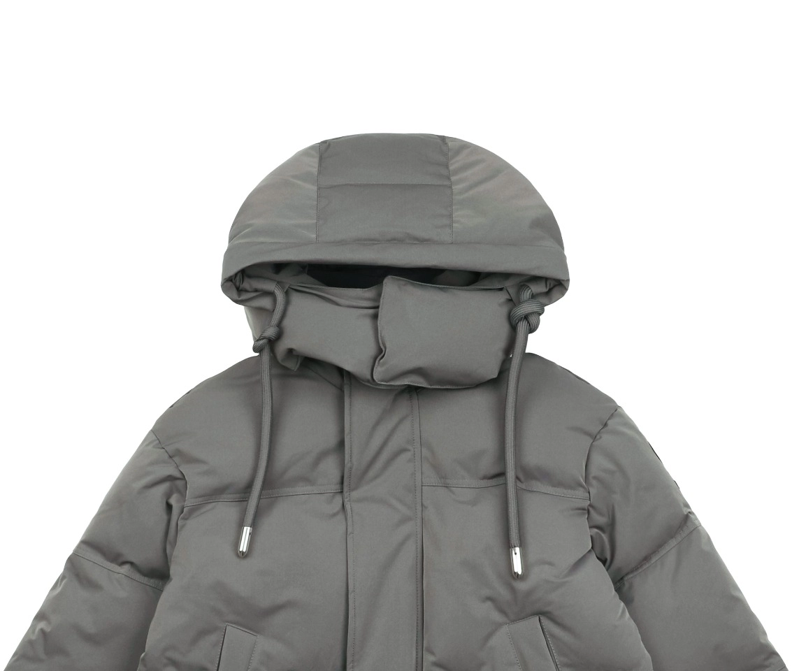 Ami Paris Heart Logo Oversized Short Puffer Jacket Grey