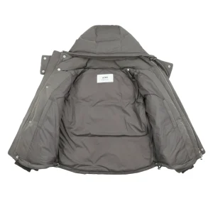 Ami Paris Heart Logo Oversized Short Puffer Jacket Grey Lining