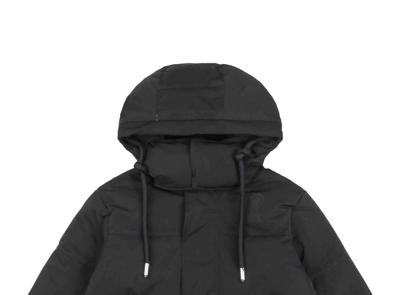 Ami Paris Heart Logo Oversized Short Puffer Jacket Black