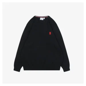 BBry BT Logo Embroidered Crewneck Sweater Black Front view