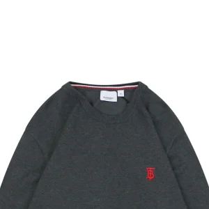 BBry BT Logo Embroidered Crewneck Sweater Grey