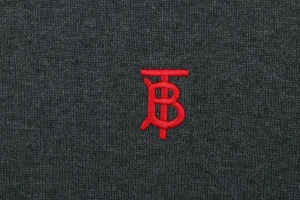 BBry BT Logo Embroidered Crewneck Sweater Grey Brand