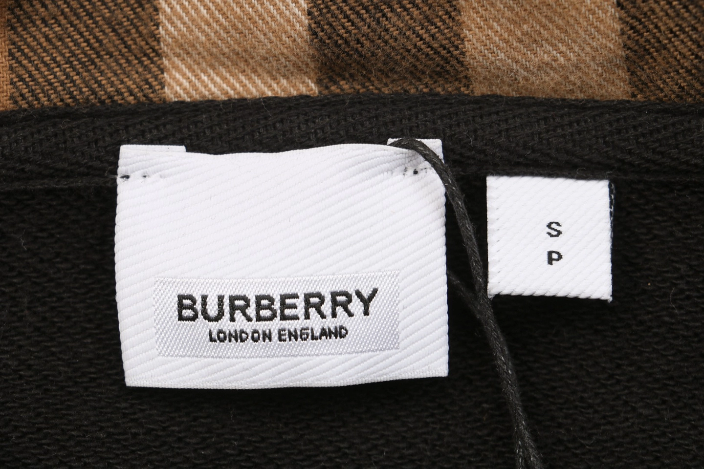 BBry Check Hood Flannel-Trim Hoodie Black Brand label