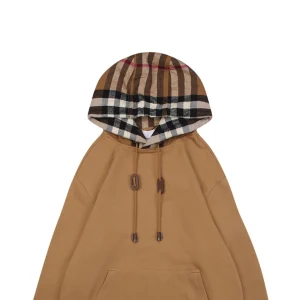 BBry Check Hood Flannel-Trim Hoodie Brown