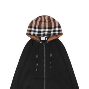 BBry Check Hooded Zip-Up Jacket Black