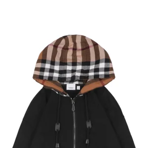 BBry Check Hooded Zip-Up Jacket Black