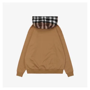 BBry Check Hooded Zip-Up Jacket Brown Back view