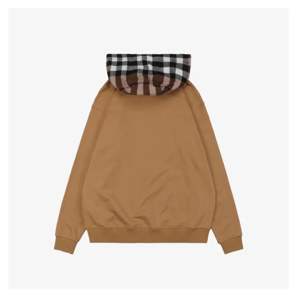 BBry Check Hooded Zip-Up Jacket Brown Back view