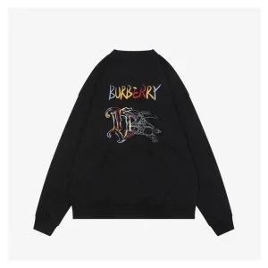 BBry Colorful Knight Embroidered Crewneck Sweatshirt Black Back view