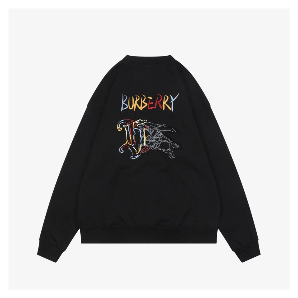 BBry Colorful Knight Embroidered Crewneck Sweatshirt Black Back view