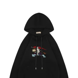 BBry Multicolor Equestrian Print Hoodie Black