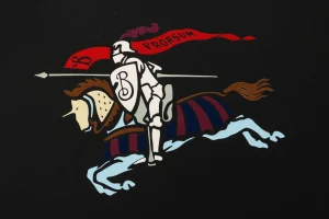 BBry Multicolor Equestrian Print Hoodie Black Front Print