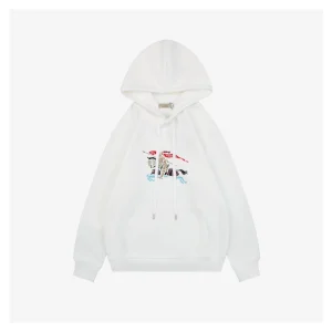 BBry Multicolor Equestrian Print Hoodie White Front view