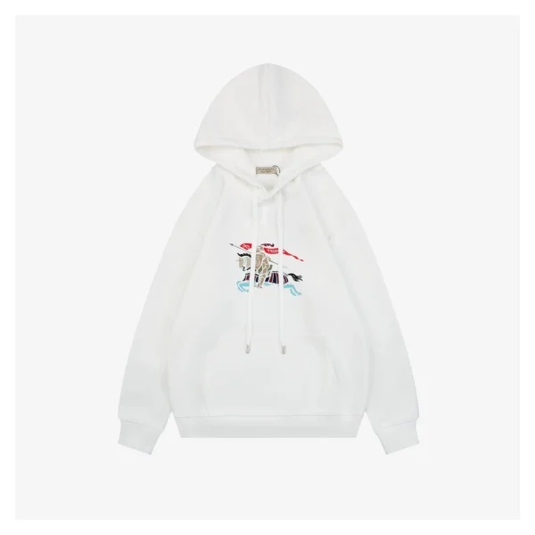 BBry Multicolor Equestrian Print Hoodie White Front view