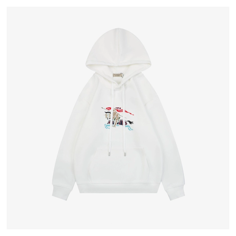 BBry Multicolor Equestrian Print Hoodie White Front view