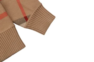 BBry Oversized Check Wool Cardigan - Light Brown Cuff