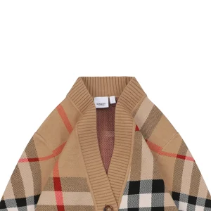 BBry Oversized Check Wool Cardigan - Light Brown
