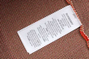 BBry Oversized Check Wool Cardigan - Light Brown Wash label