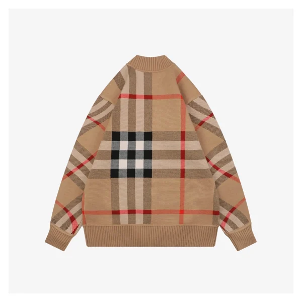 BBry Oversized Check Wool Cardigan - Light Brown Back view
