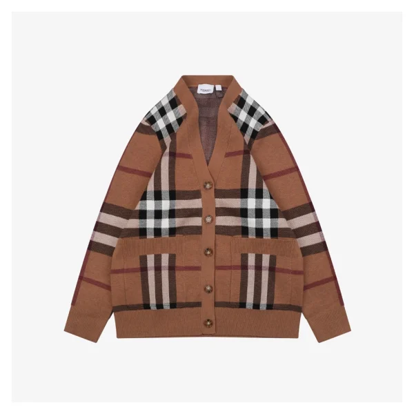 BBry Oversized Check Wool Cardigan Front view