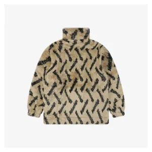 Balenciaga Allover Logo Faux Fur Jacket Brown Back view