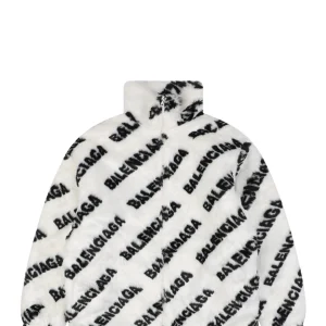 Balenciaga Allover Logo Faux Fur Jacket White