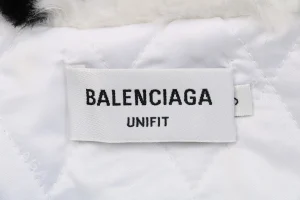 Balenciaga Allover Logo Faux Fur Jacket White Brand label