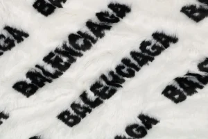 Balenciaga Allover Logo Faux Fur Jacket White