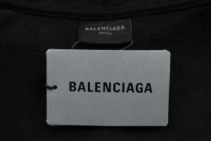 Balenciaga Distressed Double-B Logo Hoodie Brand label