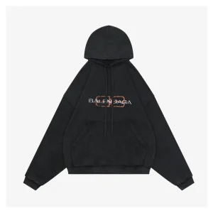 Balenciaga Distressed Double-B Logo Hoodie Front view