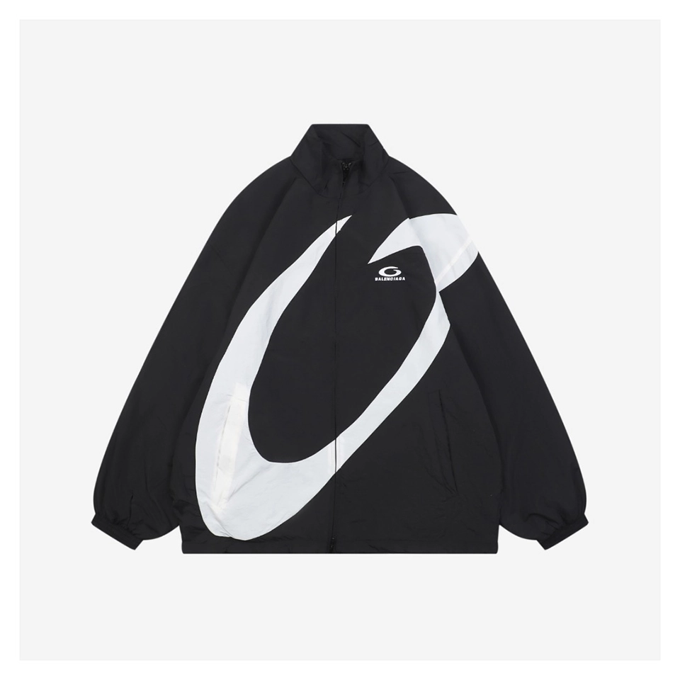 Balenciaga Oversized Circular Panel High-Neck Jacket Front view